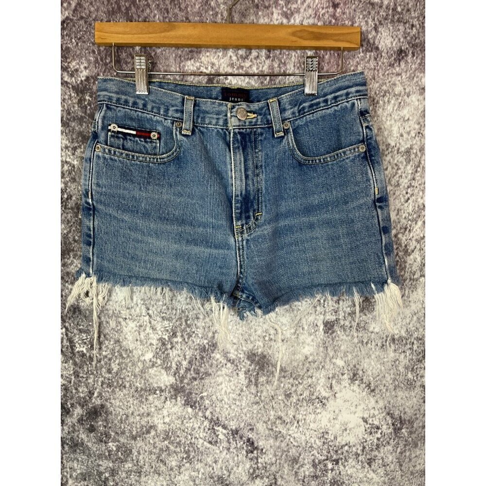 Tommy Jeans Shorts‎ Women's 5 Blue Roc Roc Cut Off Super Short Denim Beach Y2K